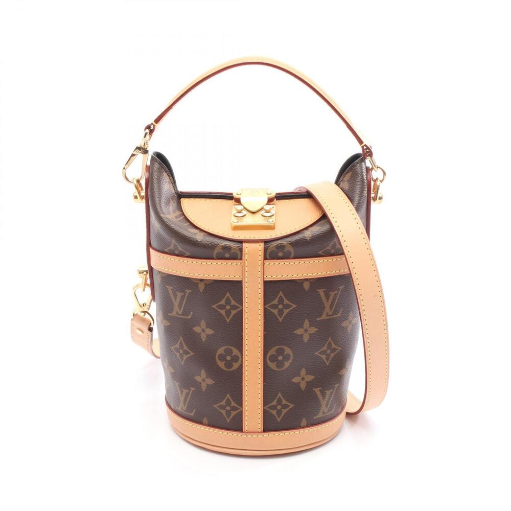 Louis Vuitton Duffle Bag Handbag Canvas Leather Monogram Brown